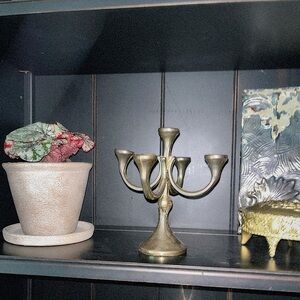 Antique brass candle abra